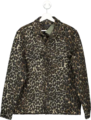 AllSaints Brown Wool Blend Laurier Leopard Shirt BNWT UK M