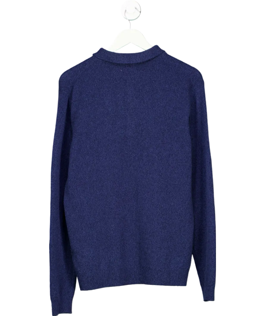 Beaufort & Blake Blue Merino Wool Blend Polo Shirt UK M