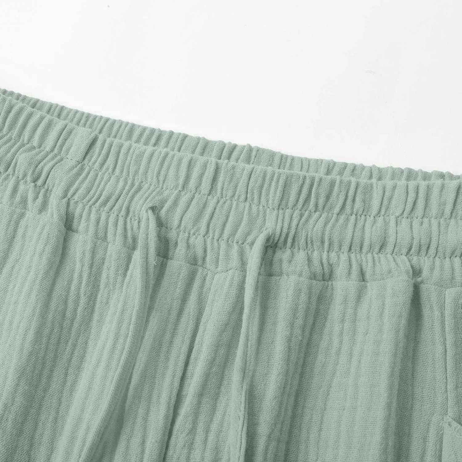 Capri Pants for Women High Waisted Drawstring Wide Leg Linen Beach Cropped Pant Summer Casual Baggy Lightweight Capris