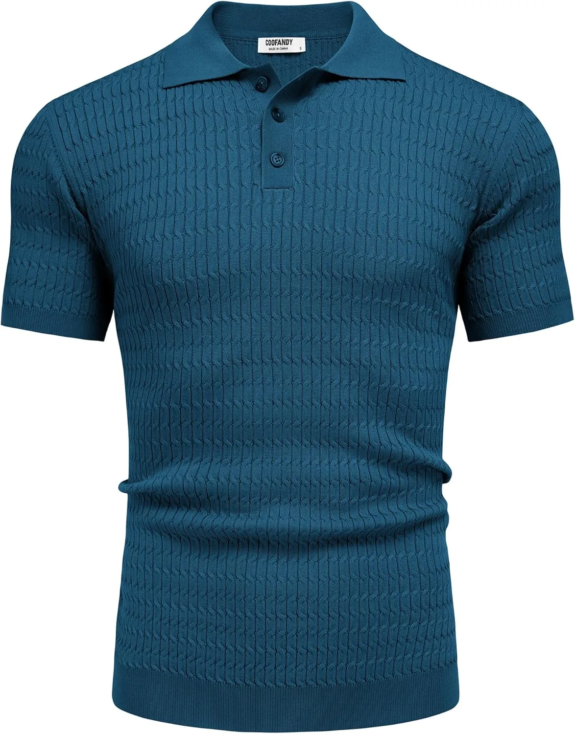 COOFANDY Mens Knit Polo Shirt Short Sleeve Vintage Textured Casual Golf Shirts Summer Beach Top
