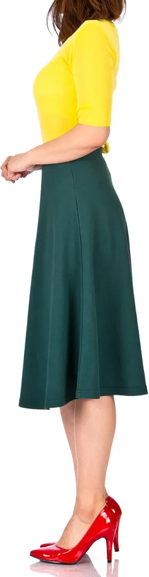 Dani's Choice Everyday High Waist A-line Flared Skater Midi Skirt