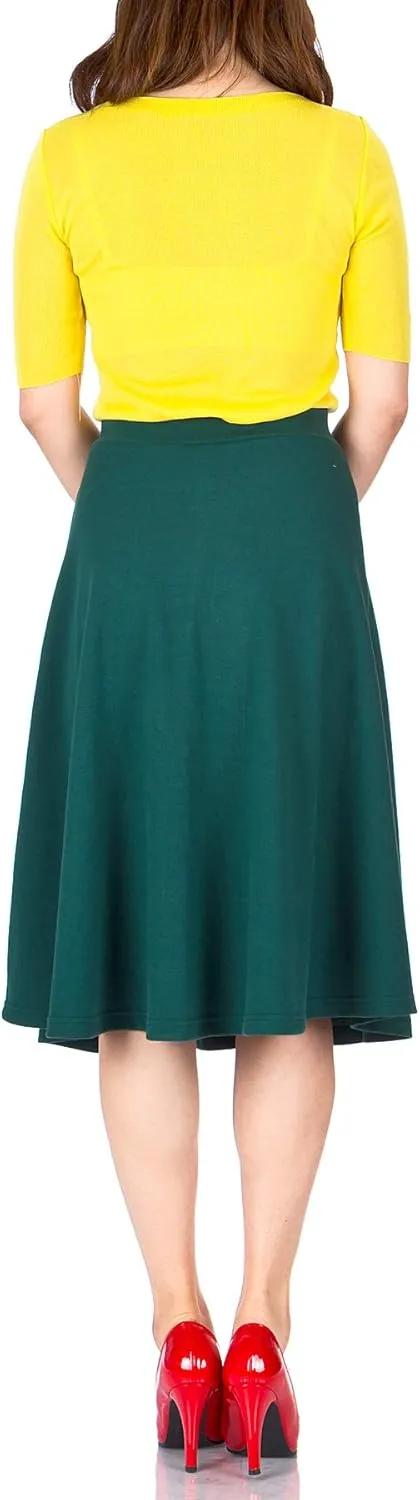 Dani's Choice Everyday High Waist A-line Flared Skater Midi Skirt