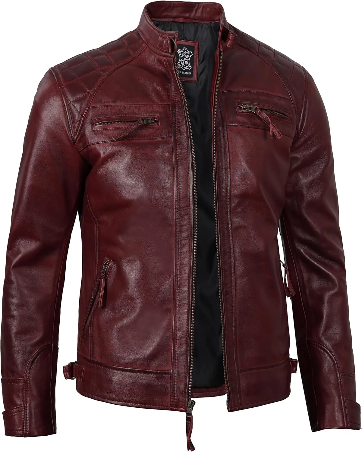 Decrum Leather Jacket Men - Cafe Racer Style Real Lambskin Leather Jackets For Men