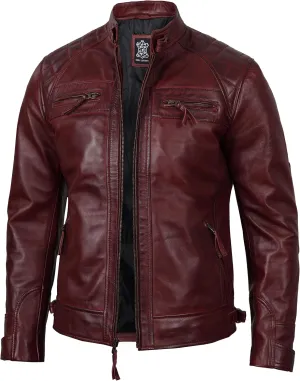 Decrum Leather Jacket Men - Cafe Racer Style Real Lambskin Leather Jackets For Men