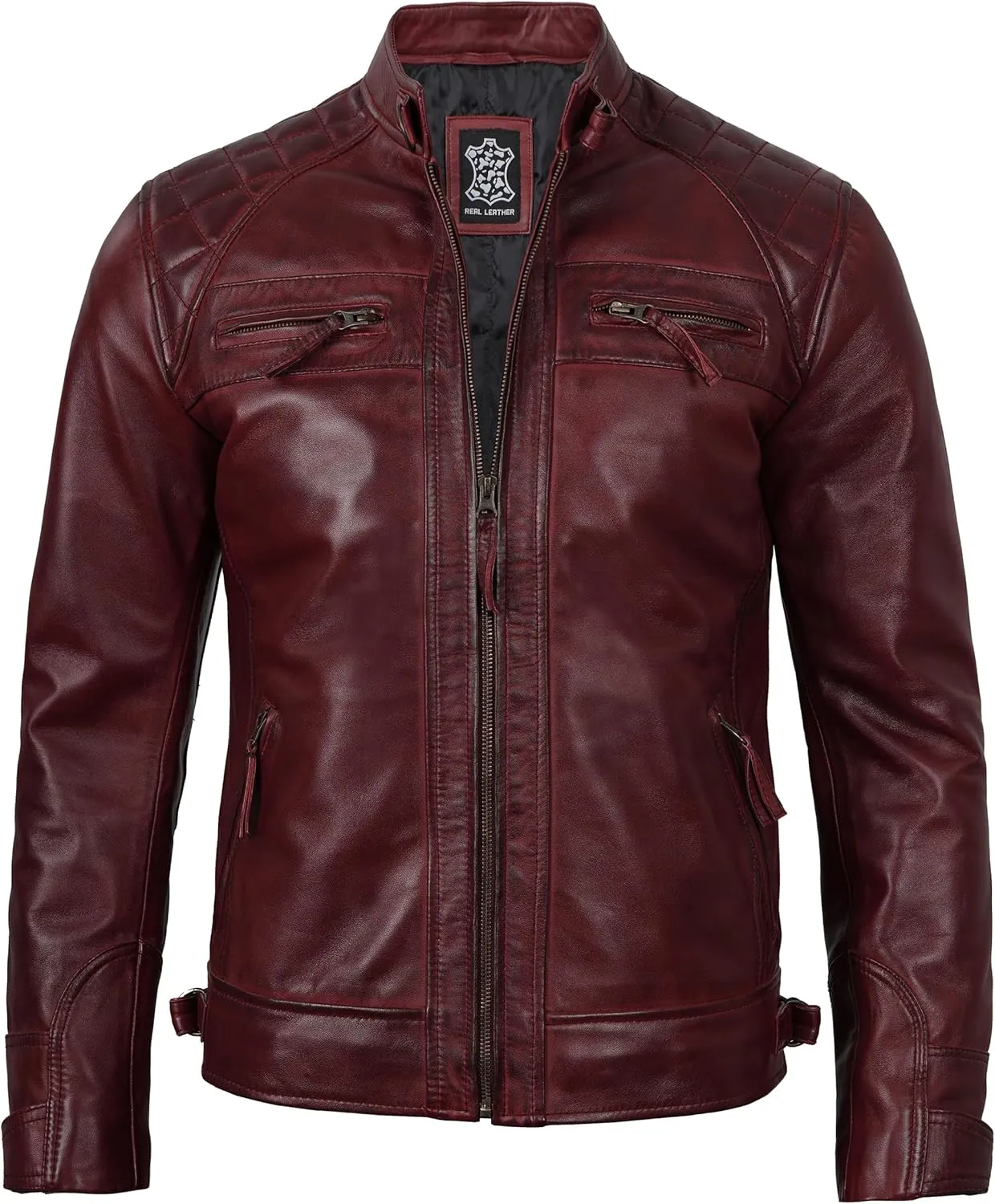 Decrum Leather Jacket Men - Cafe Racer Style Real Lambskin Leather Jackets For Men