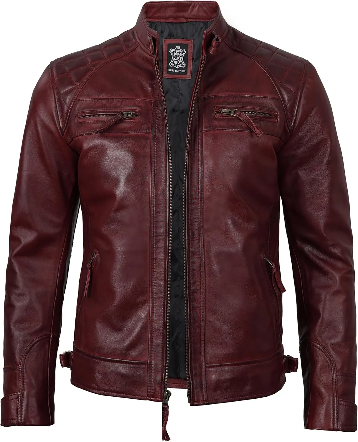Decrum Leather Jacket Men - Cafe Racer Style Real Lambskin Leather Jackets For Men