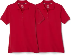 French Toast Girls' Short Sleeve Stretch Pique Polo-2 Pack