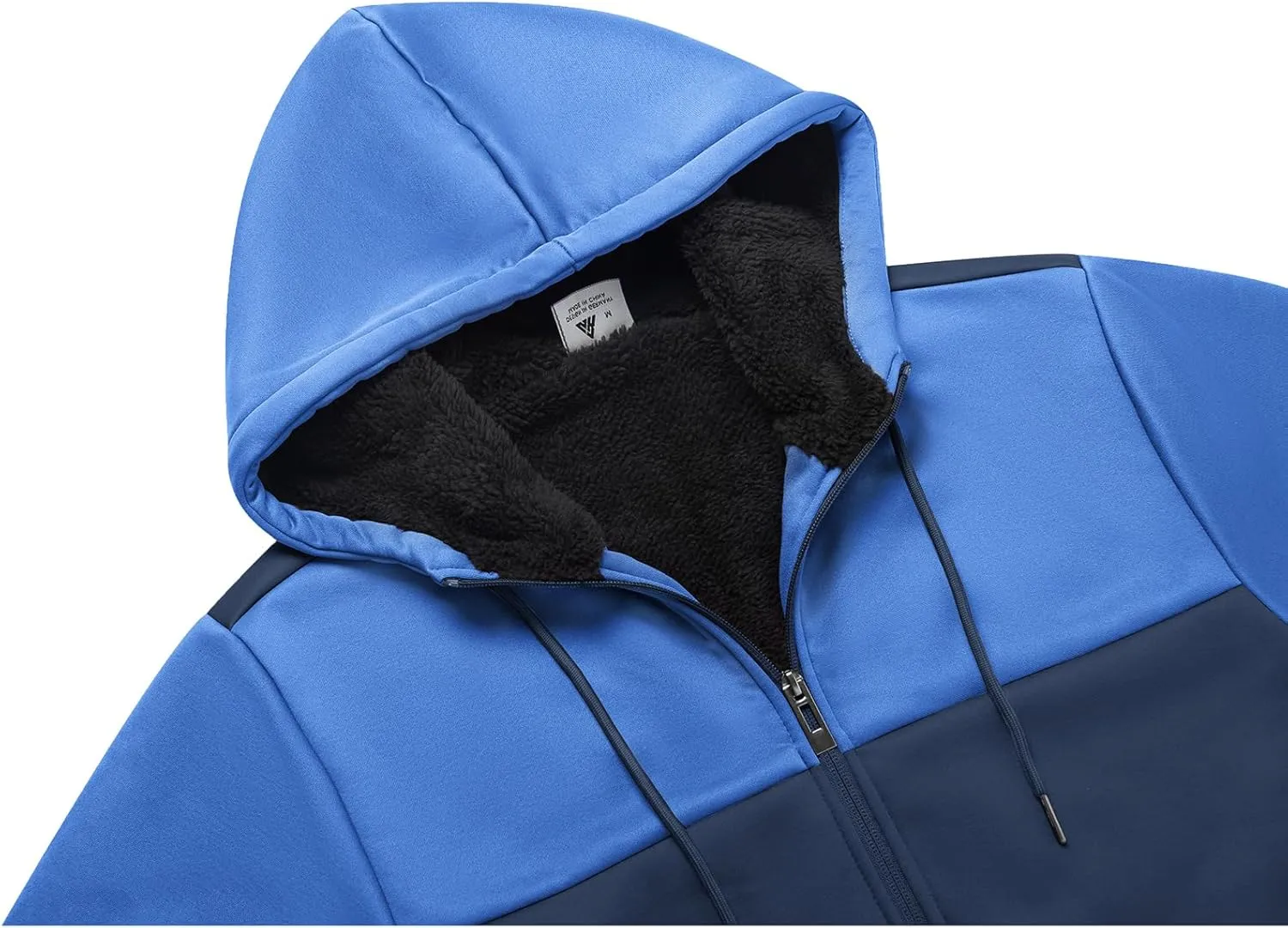 GEEK LIGHTING Mens Fleece Hoodies Zip Up Color Block Thick Winter Hooded Sweatshirt