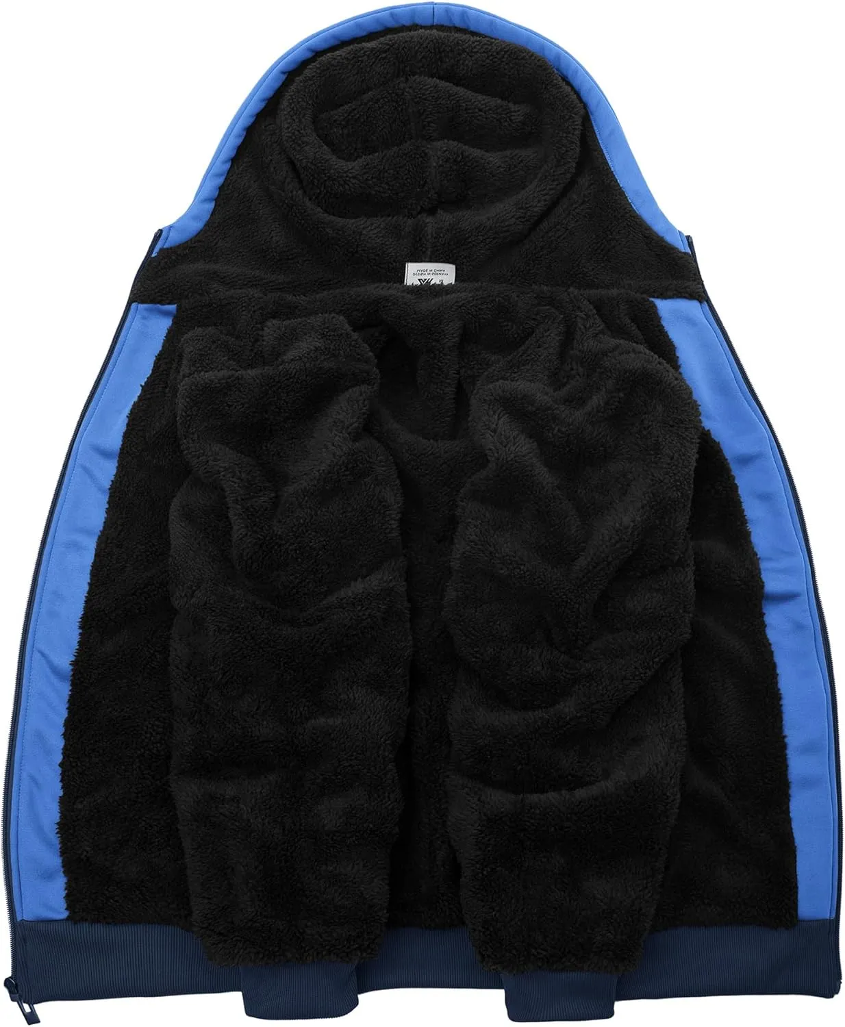 GEEK LIGHTING Mens Fleece Hoodies Zip Up Color Block Thick Winter Hooded Sweatshirt