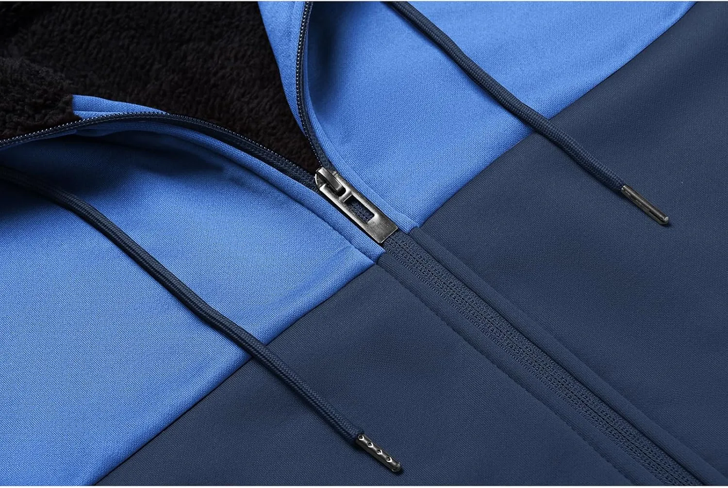 GEEK LIGHTING Mens Fleece Hoodies Zip Up Color Block Thick Winter Hooded Sweatshirt