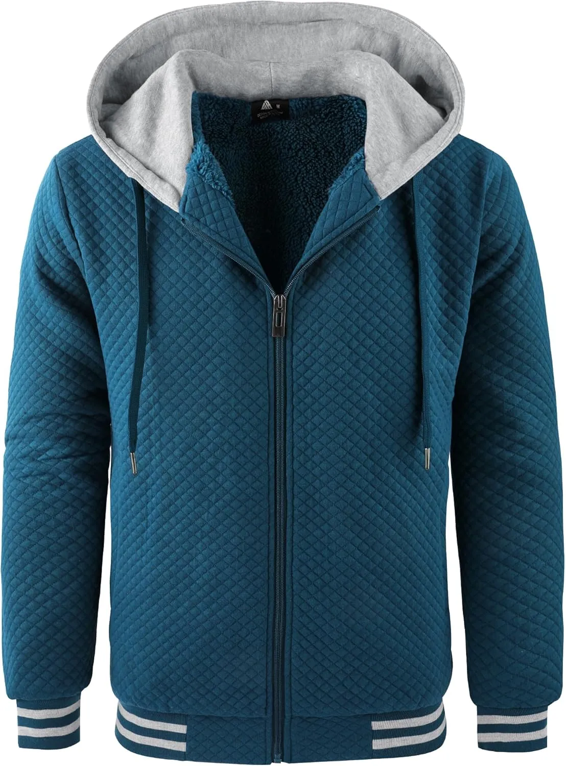 GEEK LIGHTING Mens Fleece Lined Hoodies Zip Up Waffle Knit Thicken Hooded Sweatshirts Winter Jackets