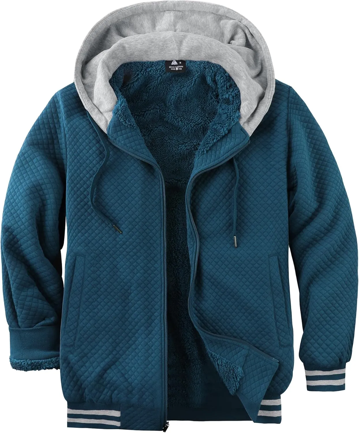 GEEK LIGHTING Mens Fleece Lined Hoodies Zip Up Waffle Knit Thicken Hooded Sweatshirts Winter Jackets