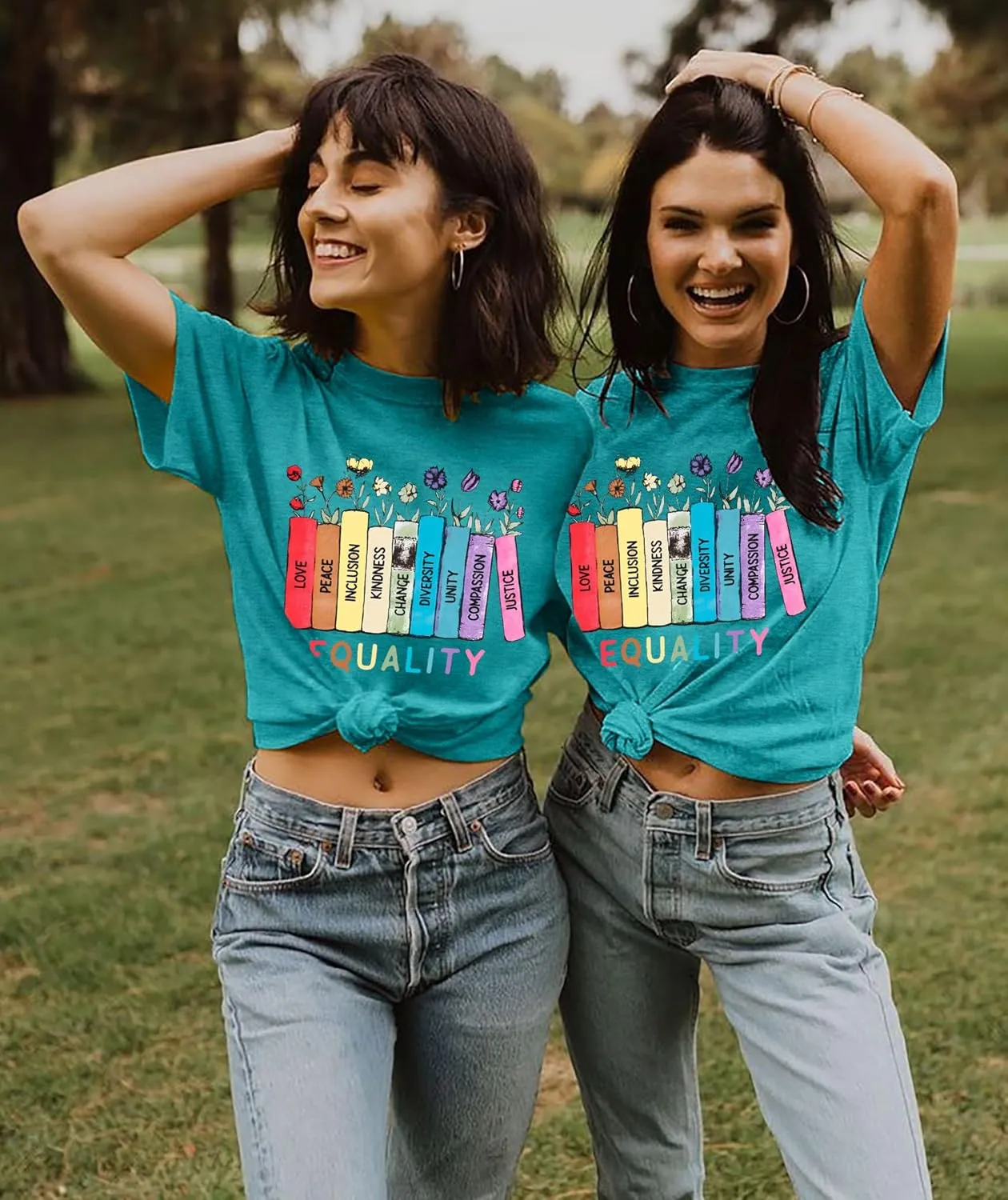 hohololo Pride Shirts Women Equality Tshirt Kindness Floral Book Rainbow Graphic Tee Lesbian LGBTQ Tops