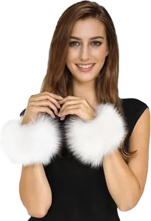 Lina & Lily Women's Winter Wrist Cuffs Warmers Faux Fur Fluffy