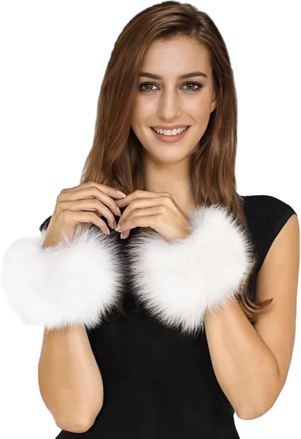 Lina & Lily Women's Winter Wrist Cuffs Warmers Faux Fur Fluffy