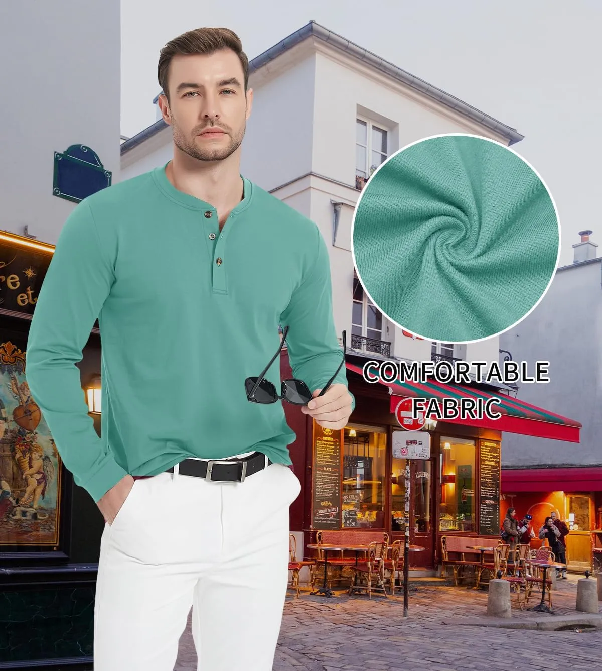 MAGNIVIT Men's Long Sleeve Henley Shirts Cotton 3-Button Spring Casual T-Shirts Solid Color Soft Basic Tops 2025