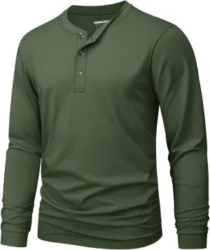 MAGNIVIT Men's Long Sleeve Henley Shirts Cotton 3-Button Spring Casual T-Shirts Solid Color Soft Basic Tops 2025