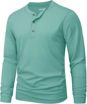 MAGNIVIT Men's Long Sleeve Henley Shirts Cotton 3-Button Spring Casual T-Shirts Solid Color Soft Basic Tops 2025