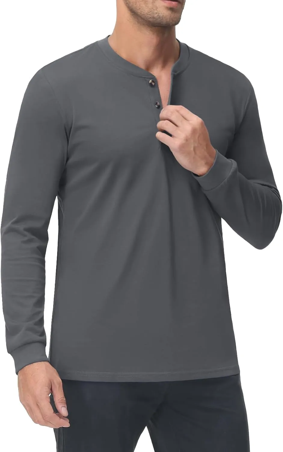 MAGNIVIT Men's Long Sleeve Henley Shirts Cotton 3-Button Spring Casual T-Shirts Solid Color Soft Basic Tops 2025
