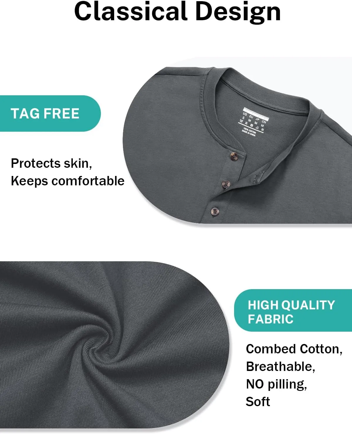 MAGNIVIT Men's Long Sleeve Henley Shirts Cotton 3-Button Spring Casual T-Shirts Solid Color Soft Basic Tops 2025