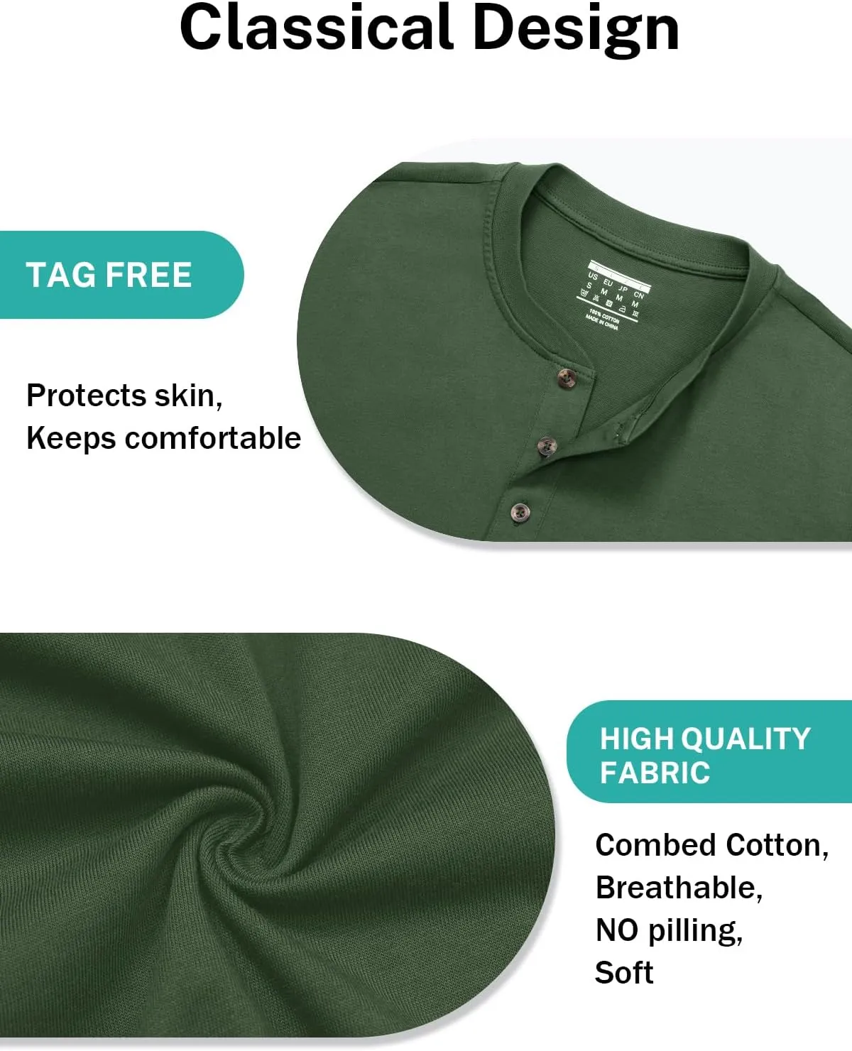 MAGNIVIT Men's Long Sleeve Henley Shirts Cotton 3-Button Spring Casual T-Shirts Solid Color Soft Basic Tops 2025