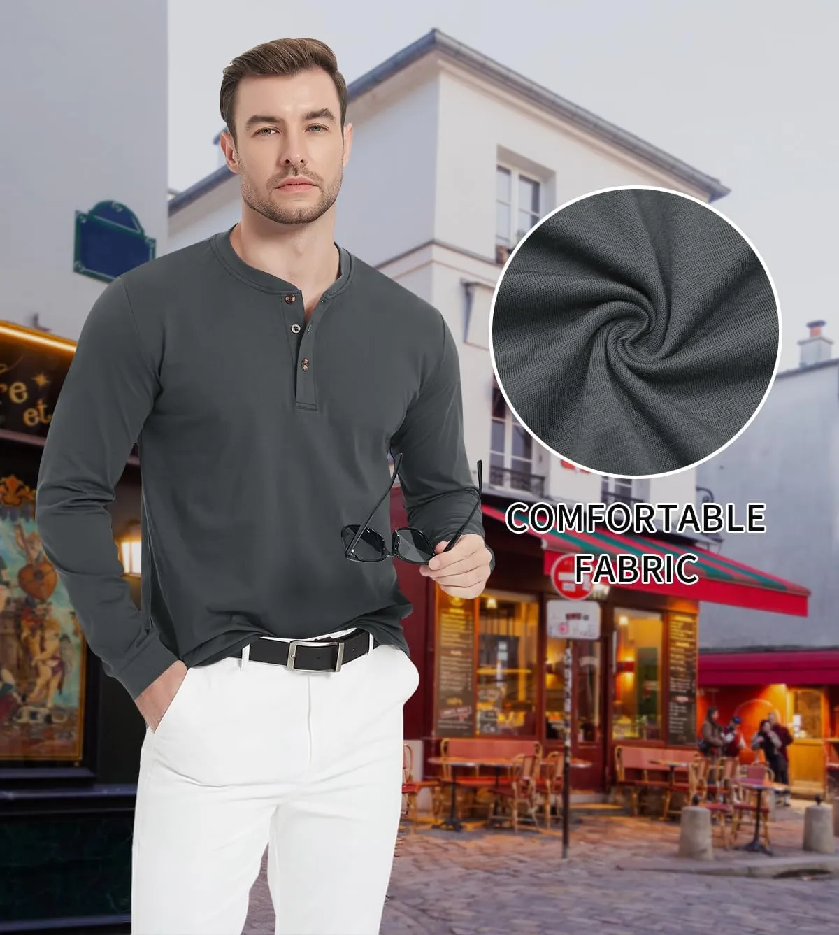 MAGNIVIT Men's Long Sleeve Henley Shirts Cotton 3-Button Spring Casual T-Shirts Solid Color Soft Basic Tops 2025