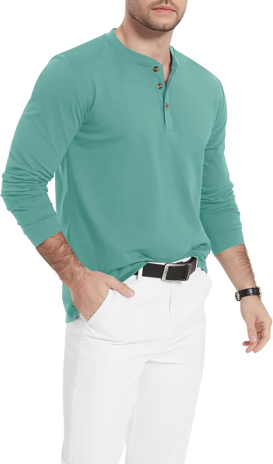 MAGNIVIT Men's Long Sleeve Henley Shirts Cotton 3-Button Spring Casual T-Shirts Solid Color Soft Basic Tops 2025