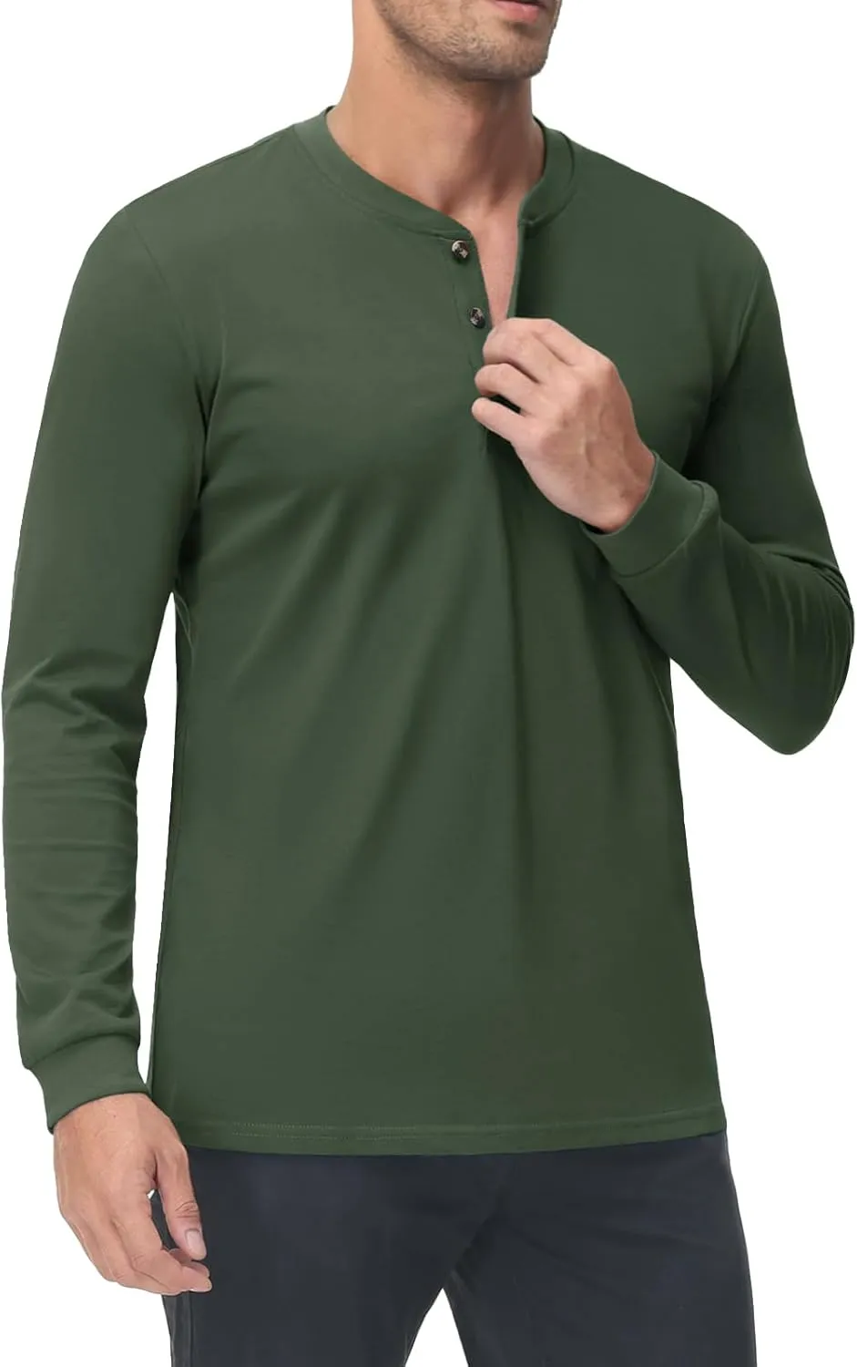 MAGNIVIT Men's Long Sleeve Henley Shirts Cotton 3-Button Spring Casual T-Shirts Solid Color Soft Basic Tops 2025
