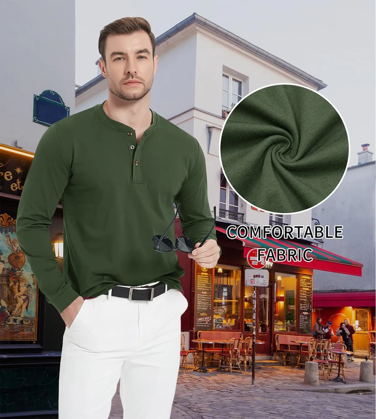 MAGNIVIT Men's Long Sleeve Henley Shirts Cotton 3-Button Spring Casual T-Shirts Solid Color Soft Basic Tops 2025
