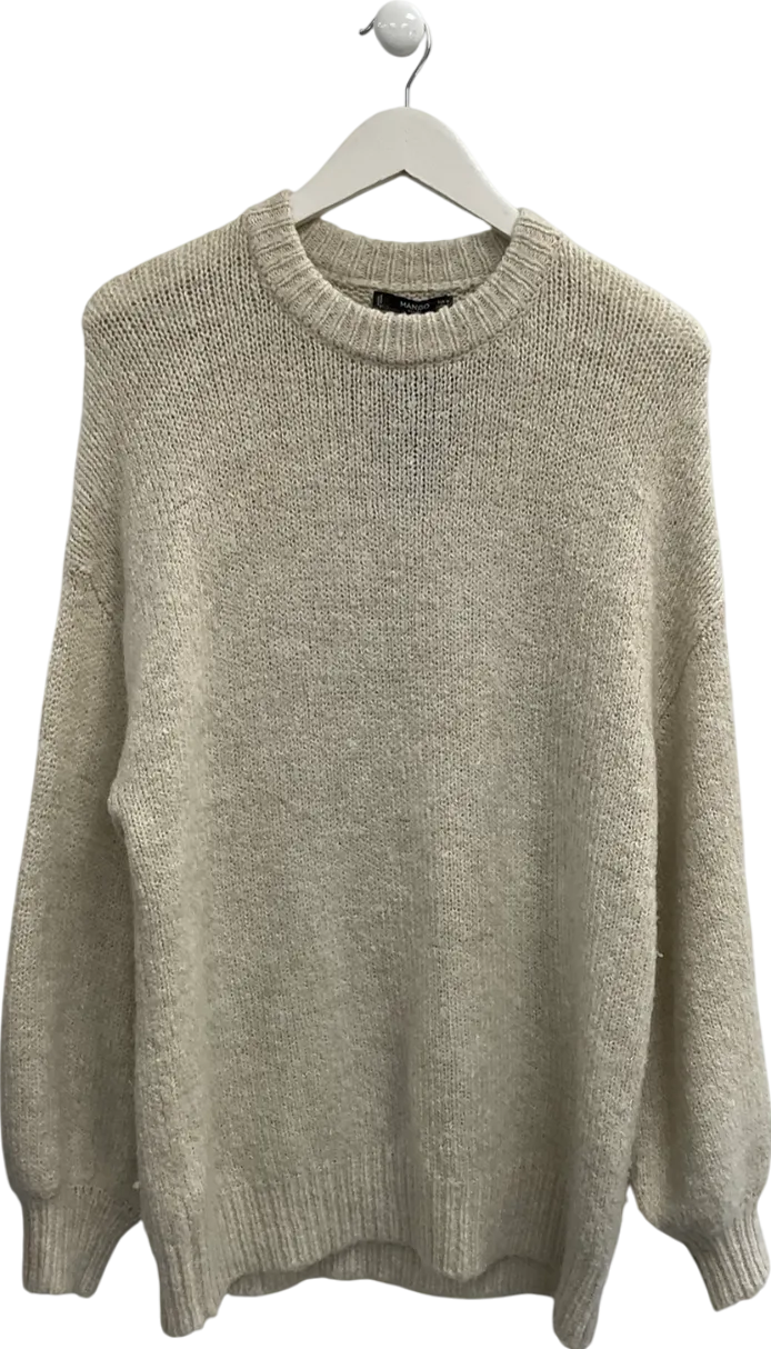 MANGO Cream Wool Blend Sweater UK M