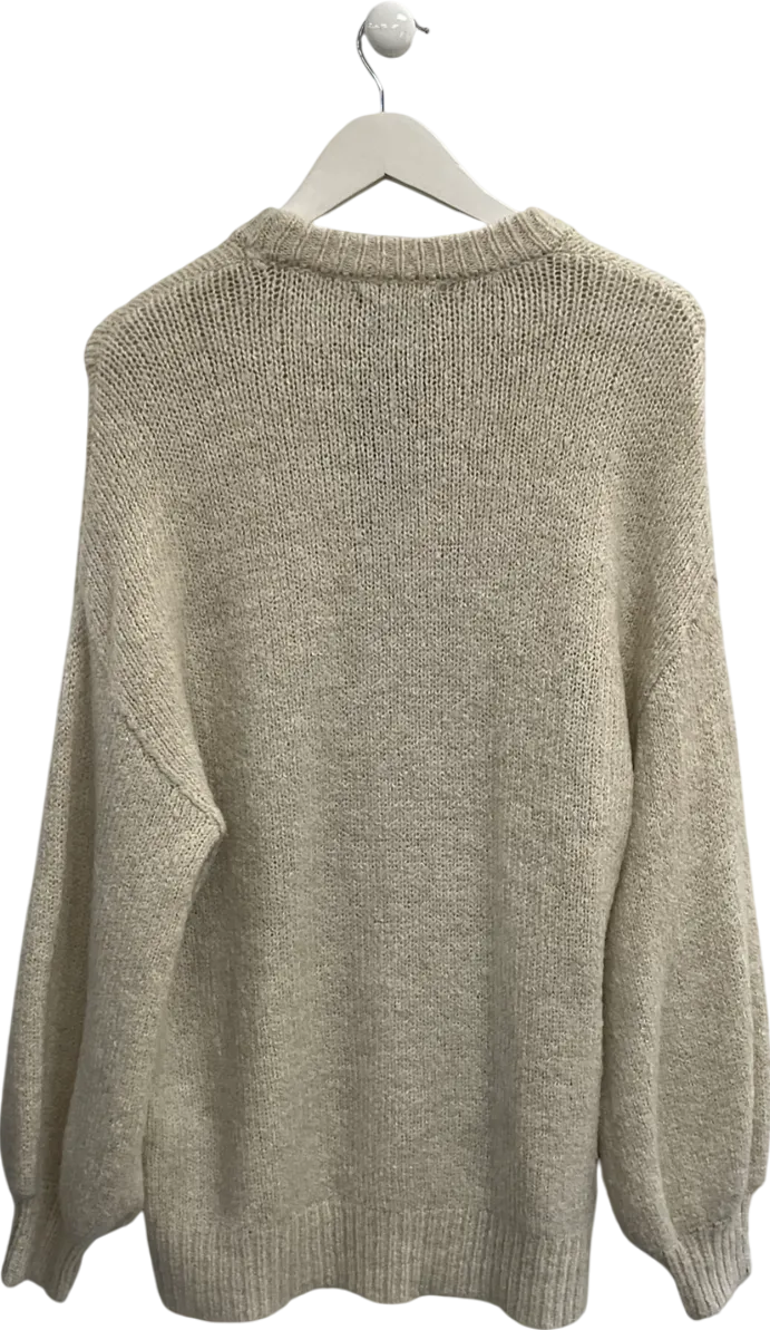 MANGO Cream Wool Blend Sweater UK M