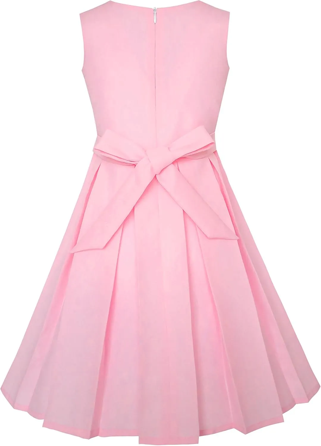 Sunny Fashion Girls Dress Color Block Contrast Bow Tie Everyday Party Size 4-14
