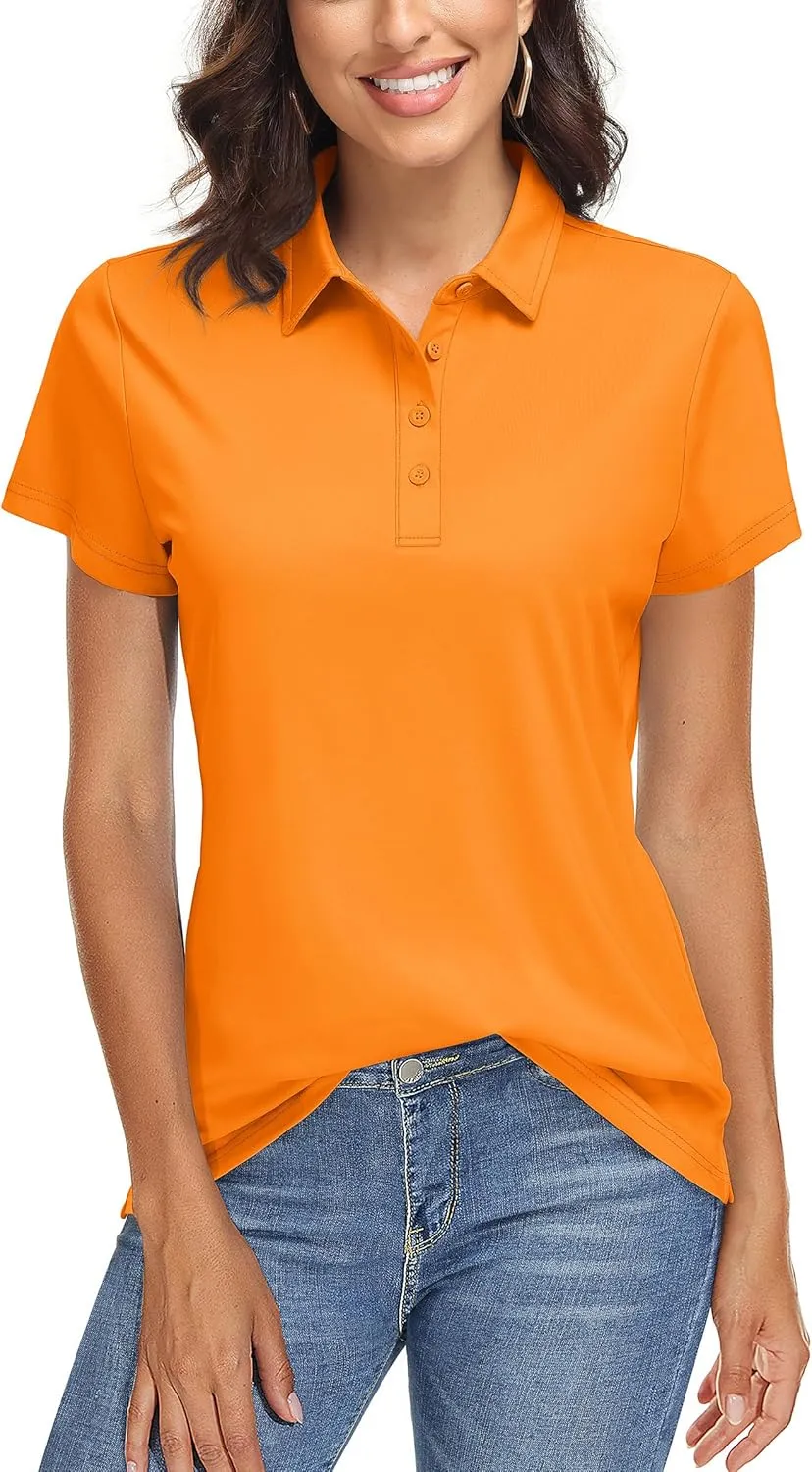 TACVASEN Women's Golf Polo Shirts Short Sleeve UPF 50  Sun Protection Golf Shirts for Women Quick Dry Collared Polos