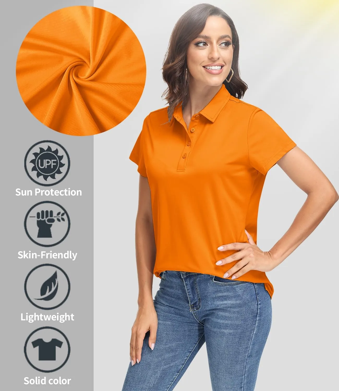 TACVASEN Women's Golf Polo Shirts Short Sleeve UPF 50  Sun Protection Golf Shirts for Women Quick Dry Collared Polos