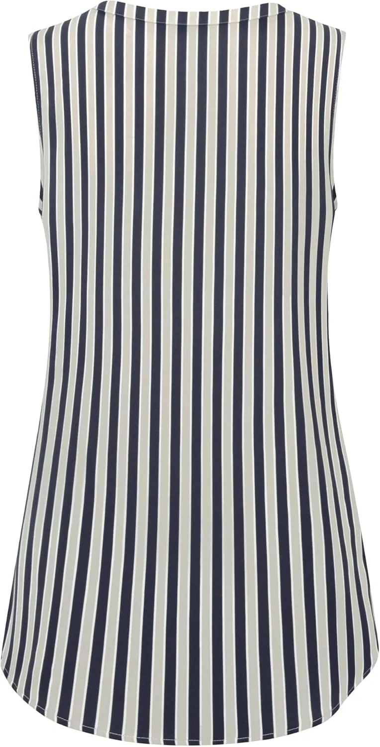 Timeson Women's Chiffon V Neck Sleeveless Blouse Tops Office Work Shirts