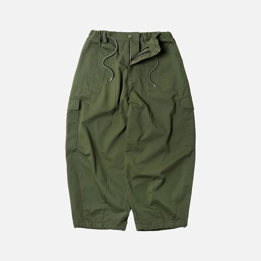 TWILL CARGO BALLOON PANTS - OLIVE