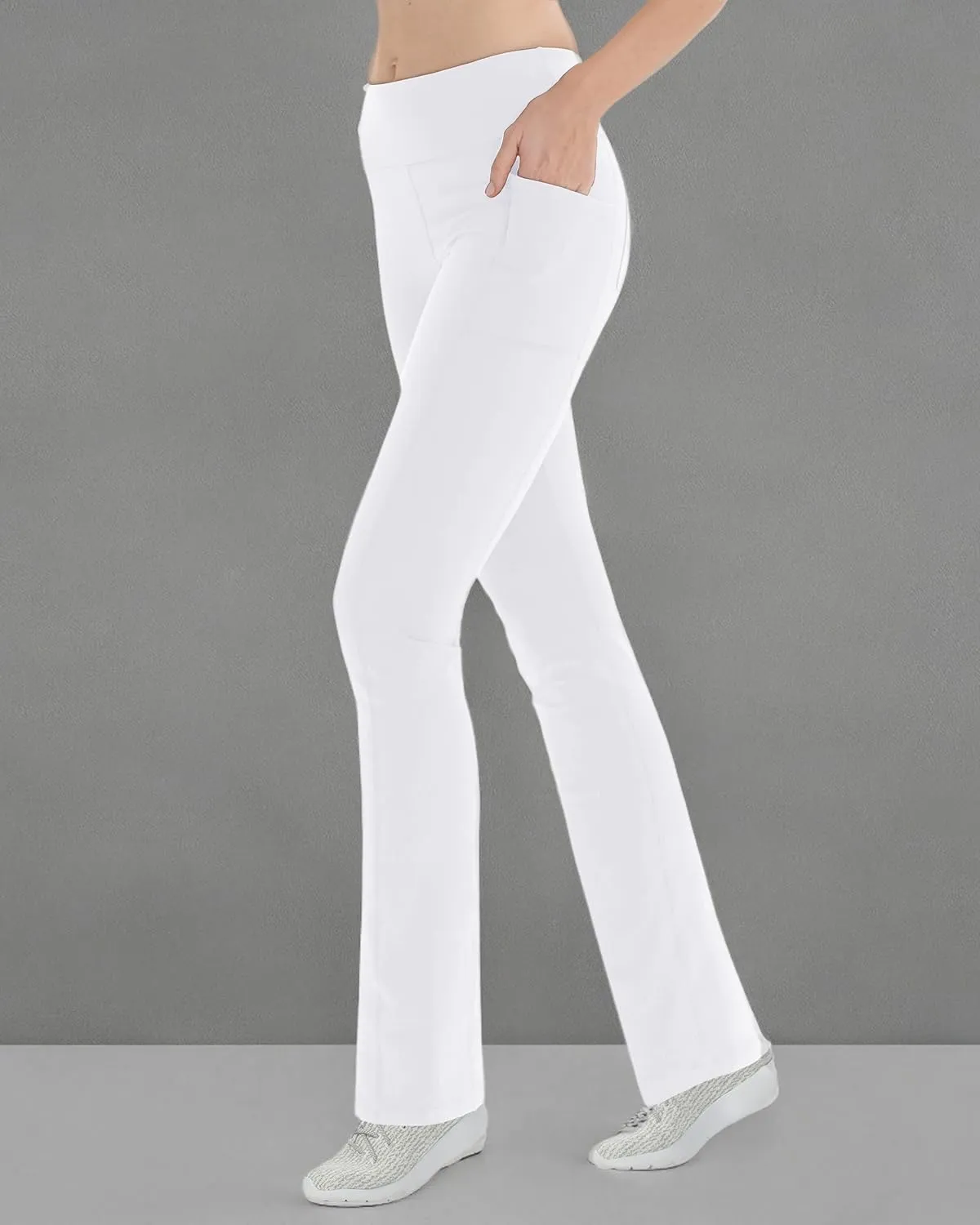 Zeronic Women Yoga Dress Pants Stretchy Bootcut High Waist Straightleg Workout Office Slacks with Pockets Bootleg Flare Pants